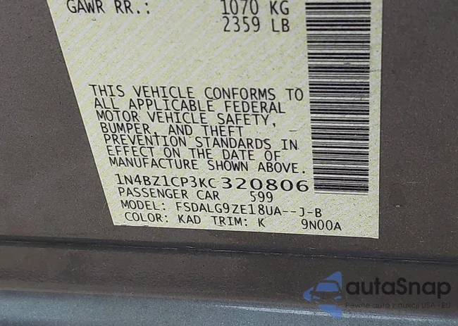 1N4BZ1CP3KC320806: 43276731