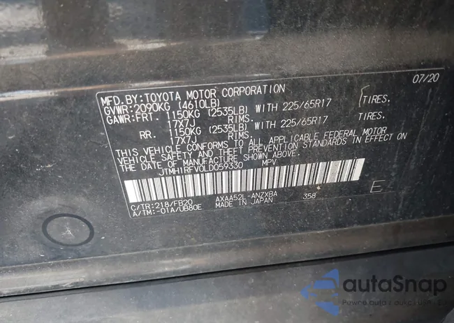 JTMH1RFV0LD059330: 43276758