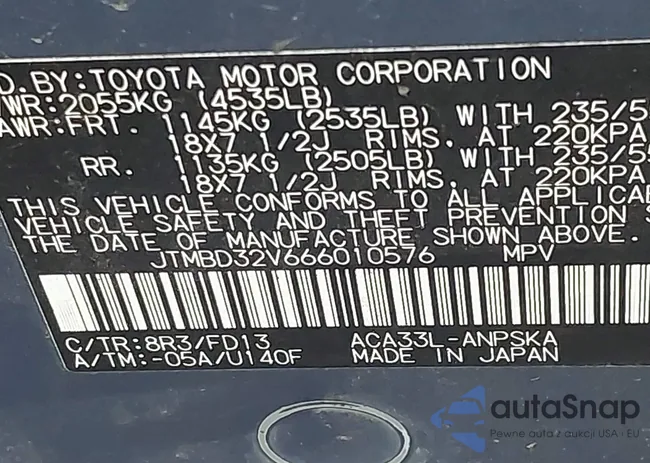 JTMBD32V666010576: 43277799