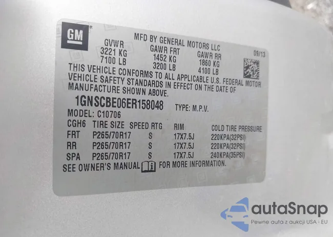 1GNSCBE06ER158048: 43277825