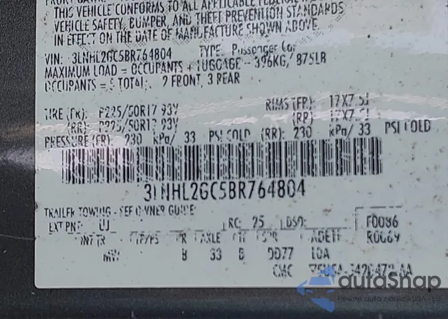 3LNHL2GC5BR764804: 43277886