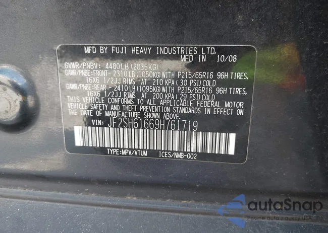 JF2SH61669H761719: 43277892