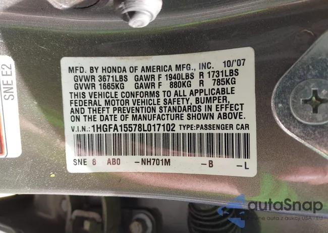 1HGFA15578L017102: 43277995