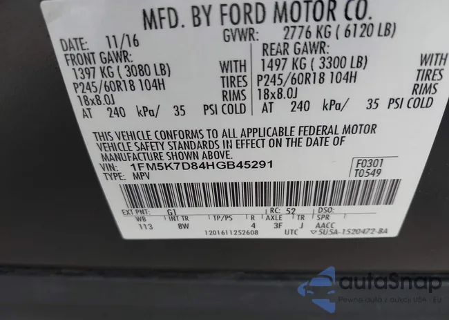 1FM5K7D84HGB45291: 43278018