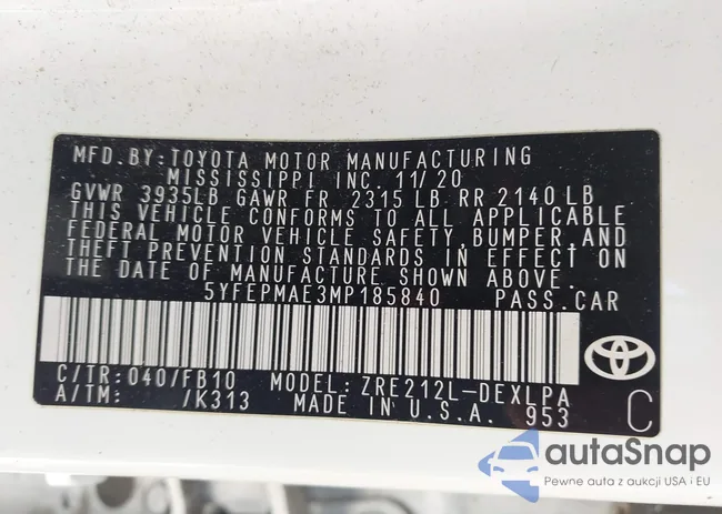 5YFEPMAE3MP185840: 43278050