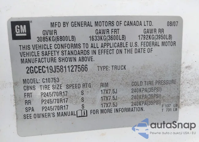 2GCEC19J581127566: 43278157