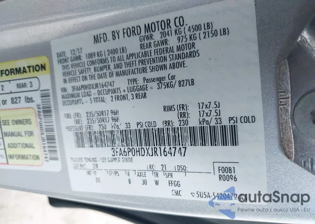 3FA6P0HDXJR164747: 43278318