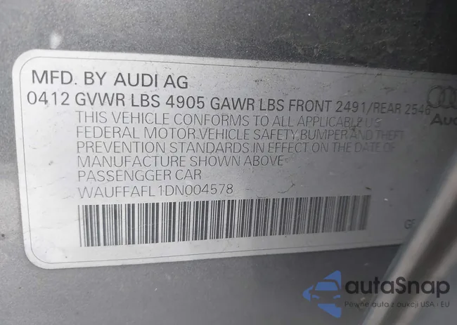 WAUFFAFL1DN004578: 43277399