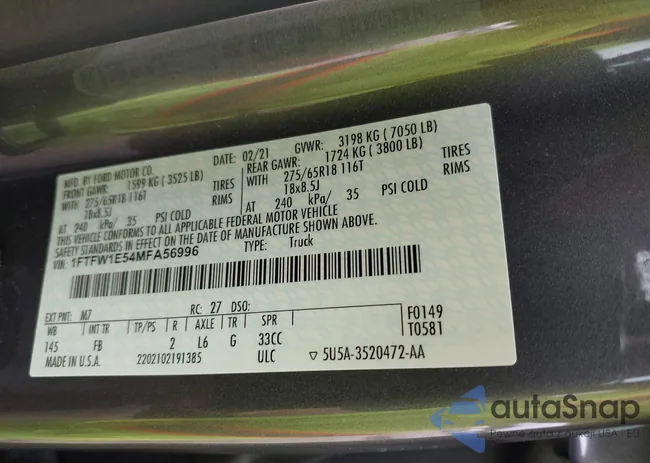 1FTFW1E54MFA56996: 43277418