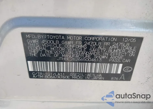 JTHBE262665004613: 43277461