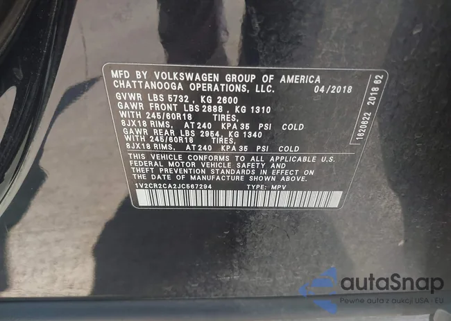 1V2CR2CA2JC567294: 43277523