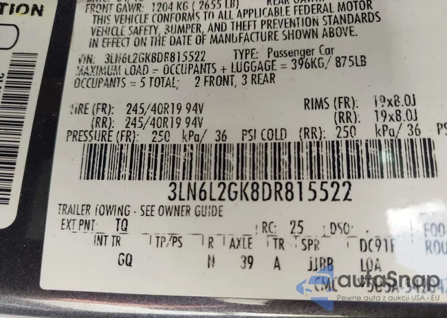 3LN6L2GK8DR815522: 43277621