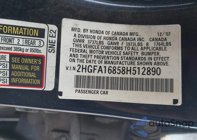 2HGFA16858H512890: 43277687