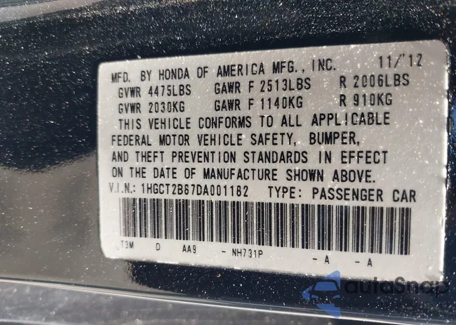 1HGCT2B87DA001182: 43277720