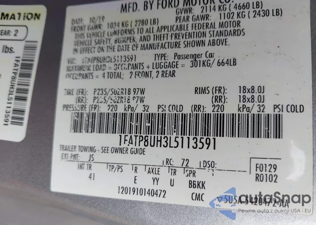 1FATP8UH3L5113591: 43277727