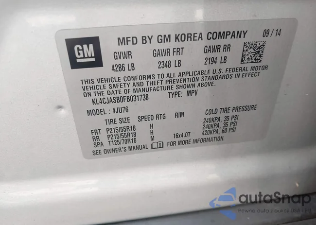 KL4CJASB0FB031738: 43278821