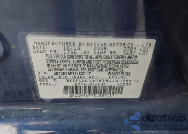 3N1CN7AP7EL837117: 43278831