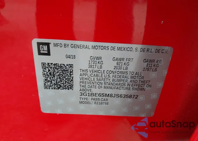 3G1BE6SM8JS635872: 43278921