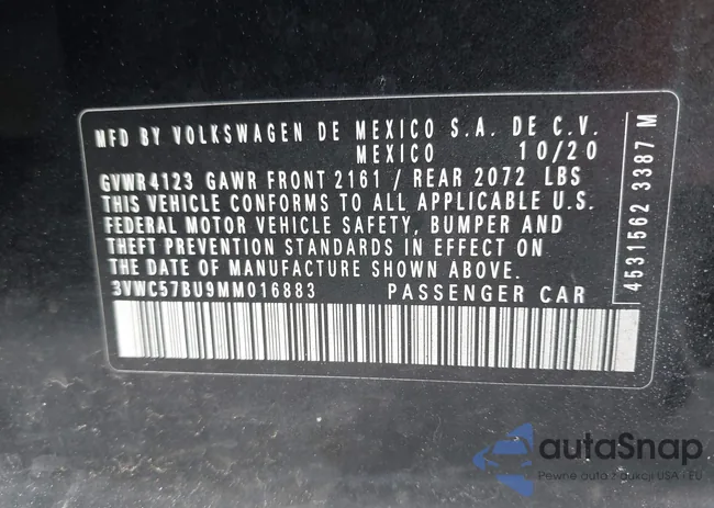 3VWC57BU9MM016883: 43279083