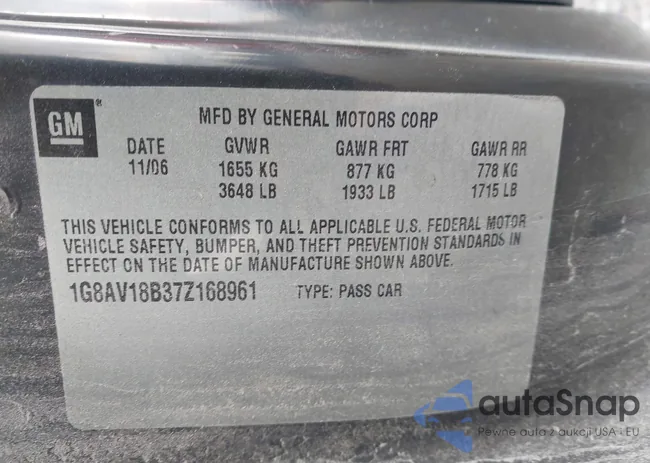 1G8AV18B37Z168961: 43279335