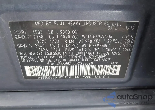 4S4BRBAC2D3253890: 43279382