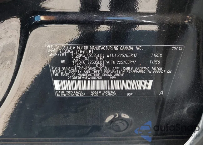 2T3RFREV4FW400260: 43278431