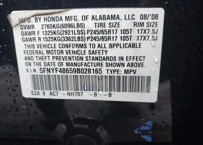 5FNYF48659B028165: 43278540