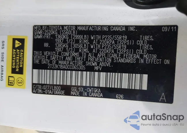 2T2ZK1BA0CC065305: 43278626