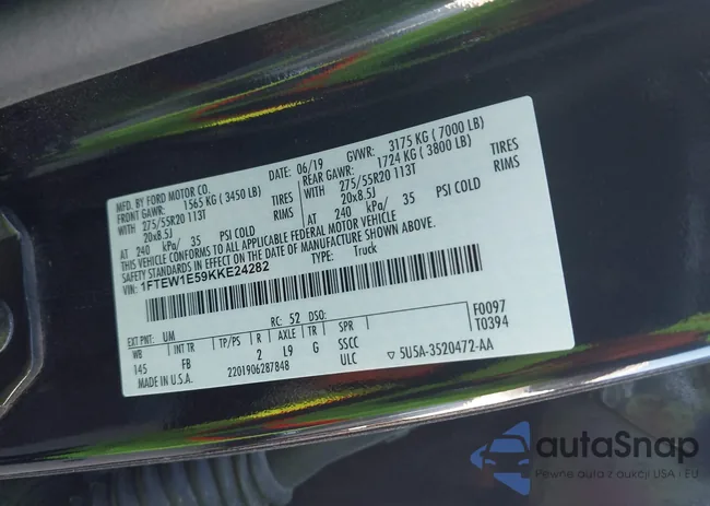 1FTEW1E59KKE24282: 43278634