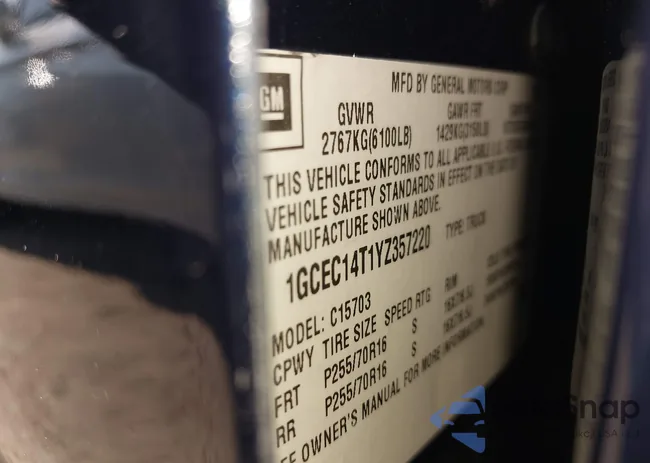 1GCEC14T1YZ357220: 43278710