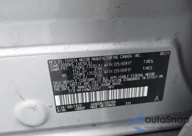 2T3F1RFV4MW229247: 43278765