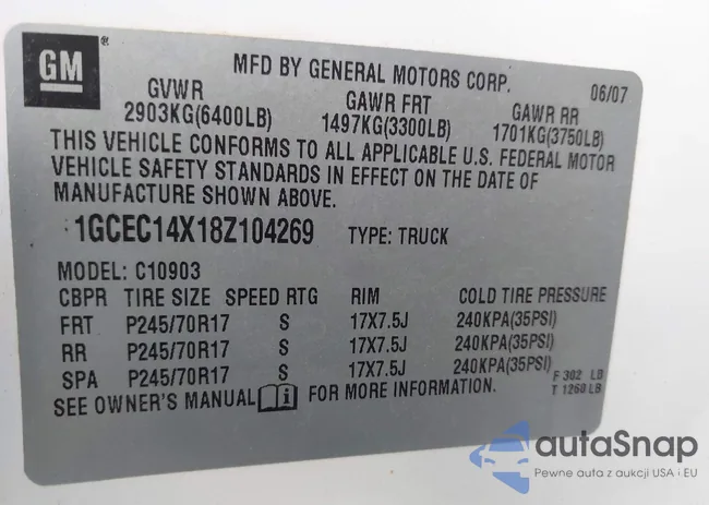 1GCEC14X18Z104269: 43278768