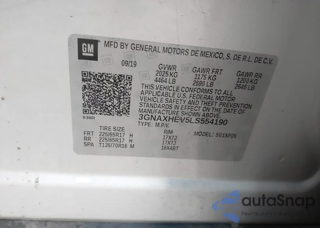 3GNAXHEV5LS554190: 43279857