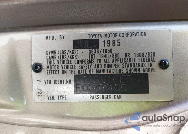 JT2SV16E5F0357405: 43279917