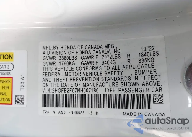 2HGFE2F57NH607186: 43279952