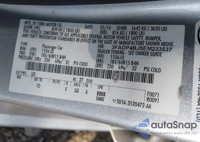 3FADP4BJ5EM233537: 43279958