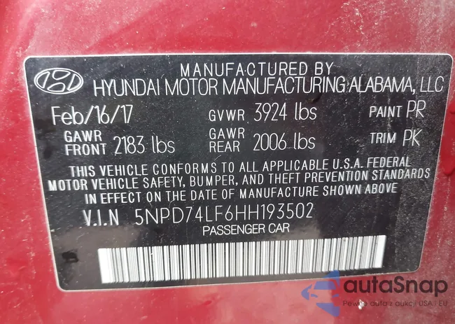 5NPD74LF6HH193502: 43280003