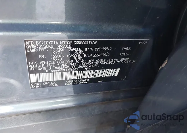 JTEAAAAH9MJ031562: 43280041