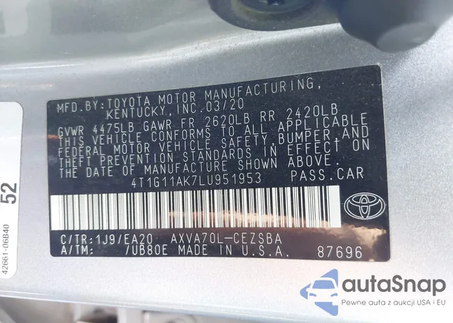 4T1G11AK7LU951953: 43280150