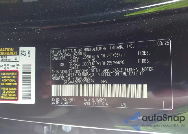 5TDAAAB69SS026735: 43280156