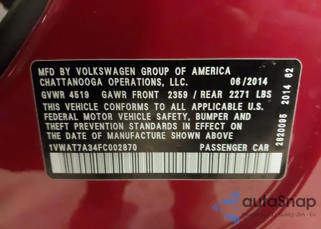 1VWAT7A34FC002870: 43280227