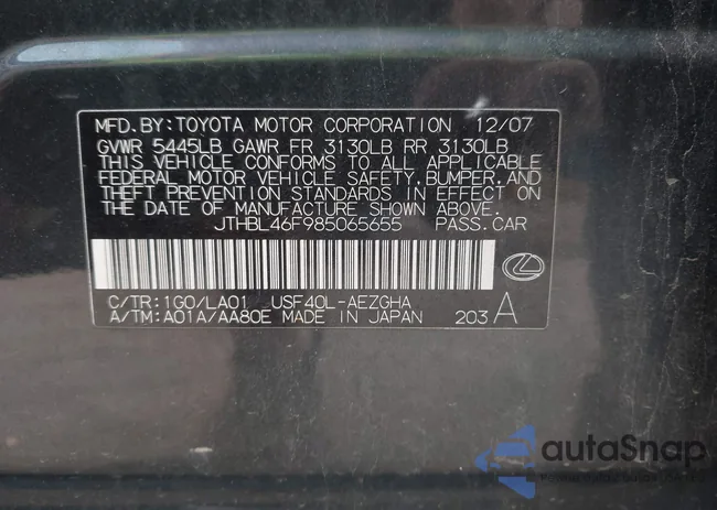 JTHBL46F985065655: 43280284