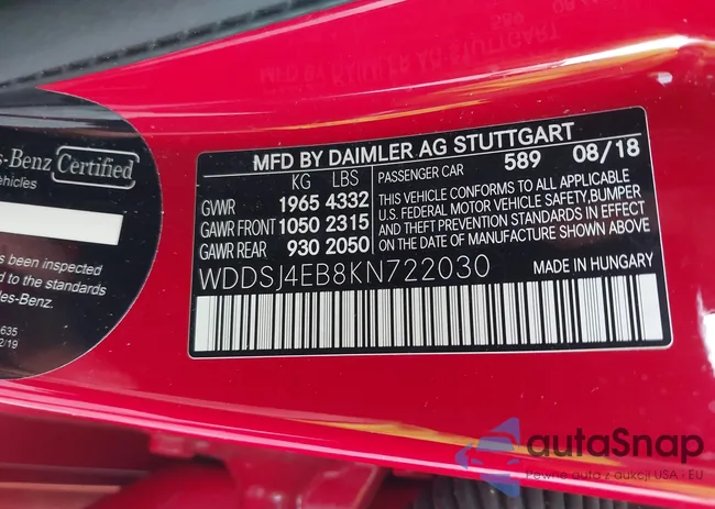 WDDSJ4EB8KN722030: 43279720