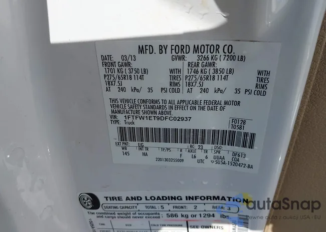 1FTFW1ET9DFC02937: 43279728