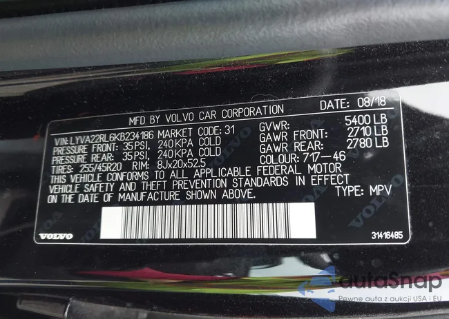 LYVA22RL6KB234186: 43279741