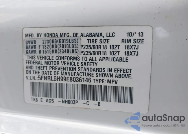 5FNRL5H99EB036146: 43280957