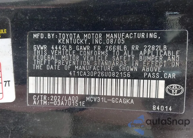 4T1CA30P26U082156: 43281012