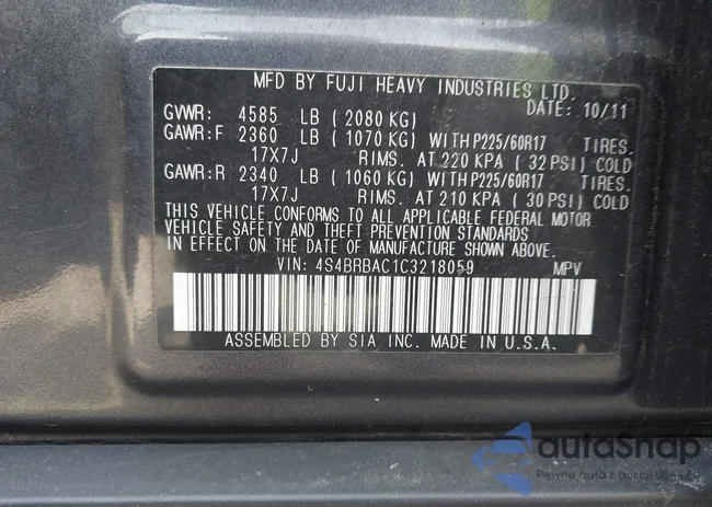 4S4BRBAC1C3218059: 43281063