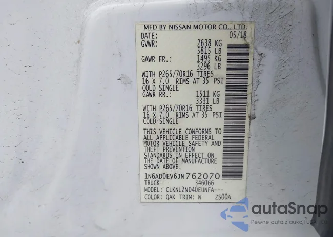 1N6AD0EV6JN762070: 43281121