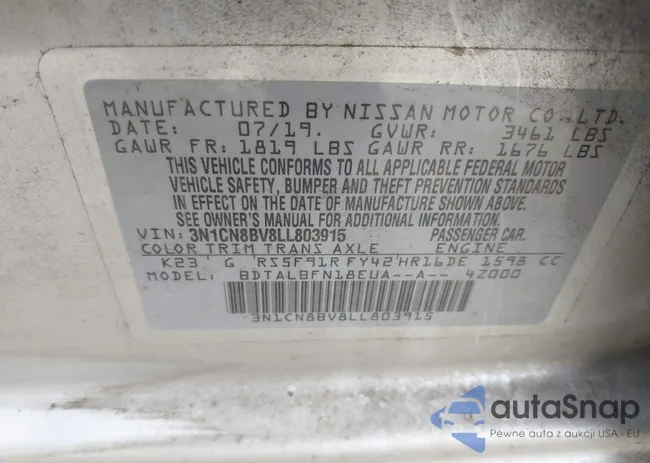 3N1CN8BV8LL803915: 43281183